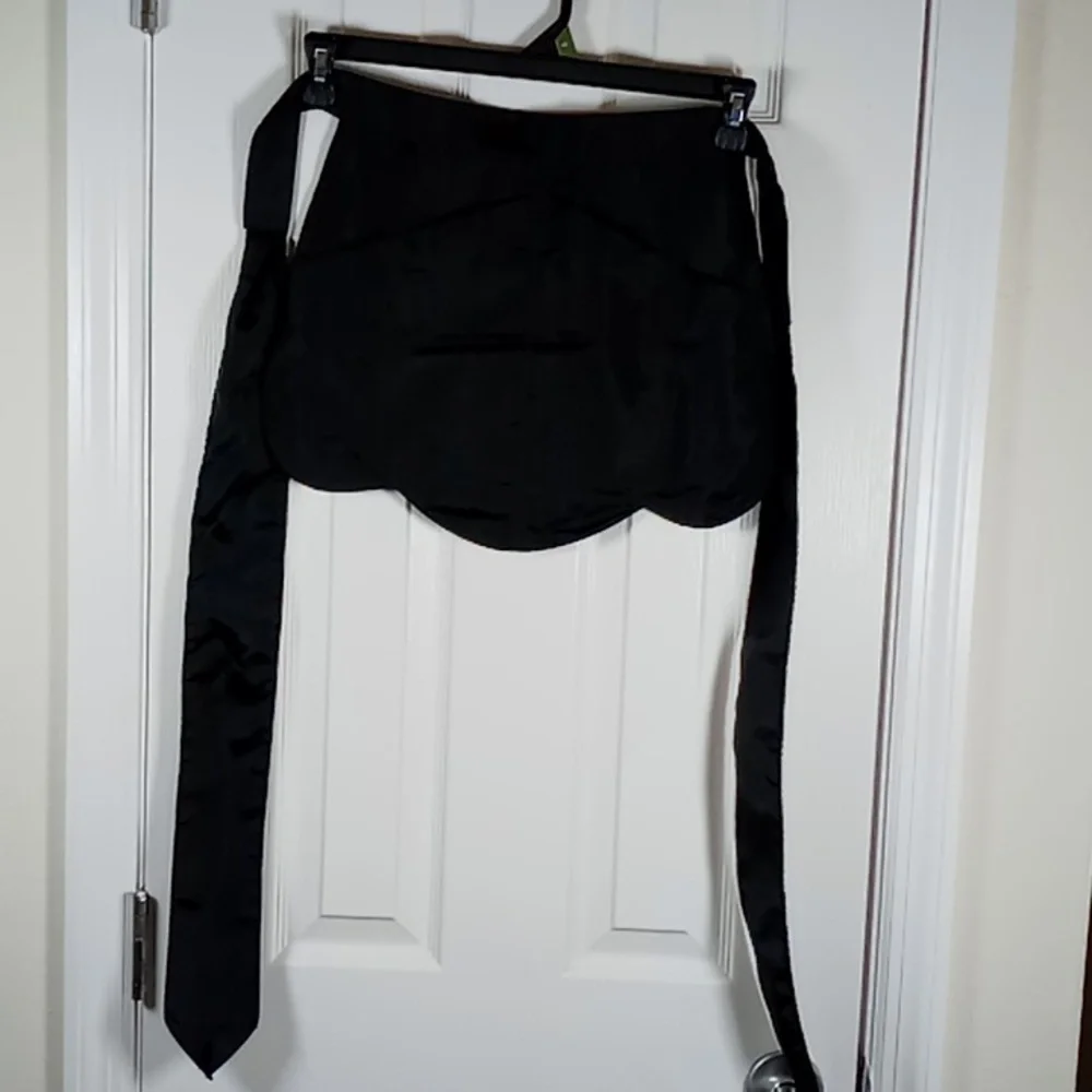 NWOT Vintage Black Nylon Reversible Waitress/Server Aprons Set of 2 Big Bow